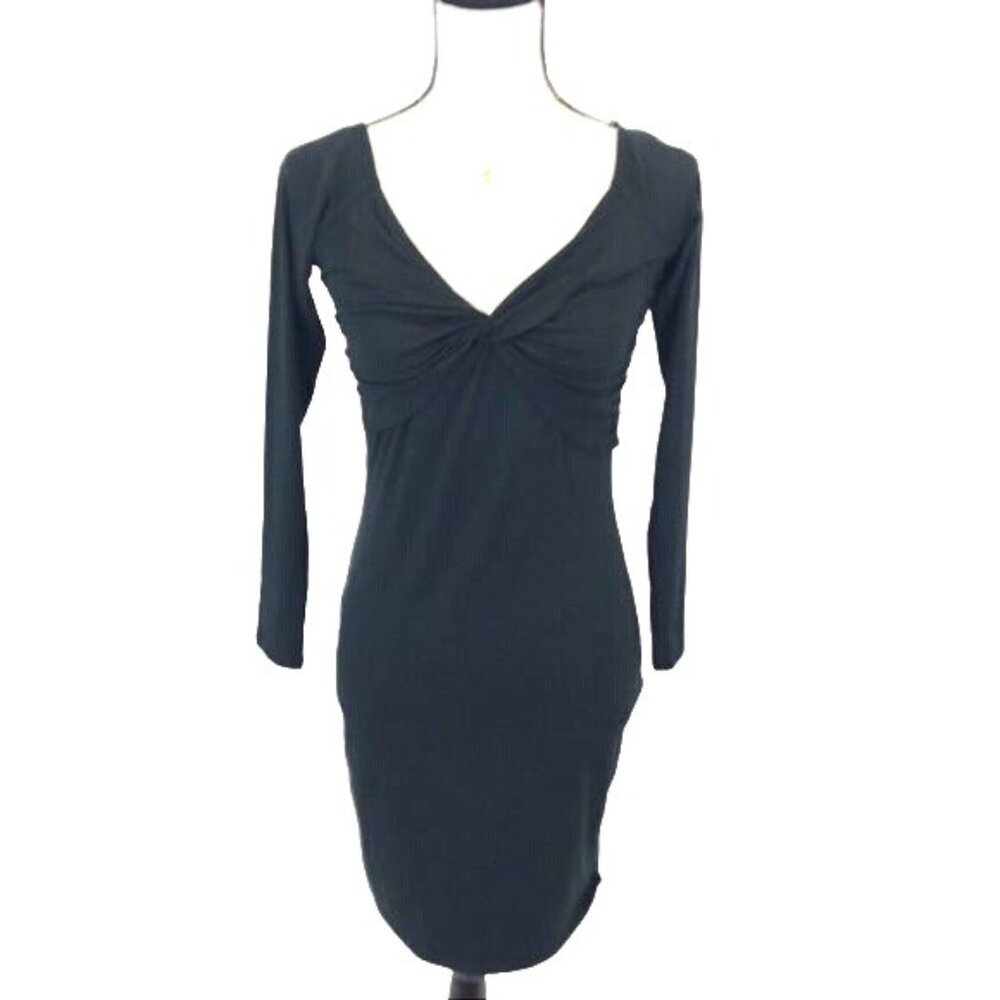 NWT Material Girl Womens Black V Neck Fitted Knit Dress Size M